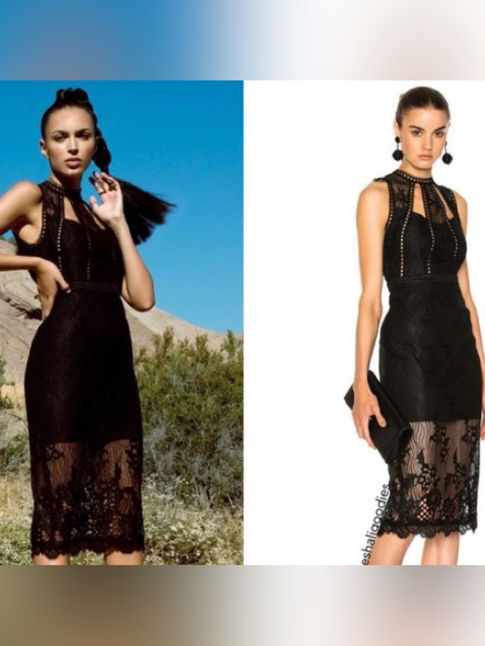 ALEXIS Oralie Dress Black Lace Embroidered Midi